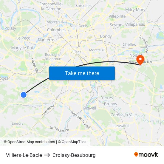 Villiers-Le-Bacle to Croissy-Beaubourg map