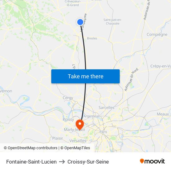 Fontaine-Saint-Lucien to Croissy-Sur-Seine map