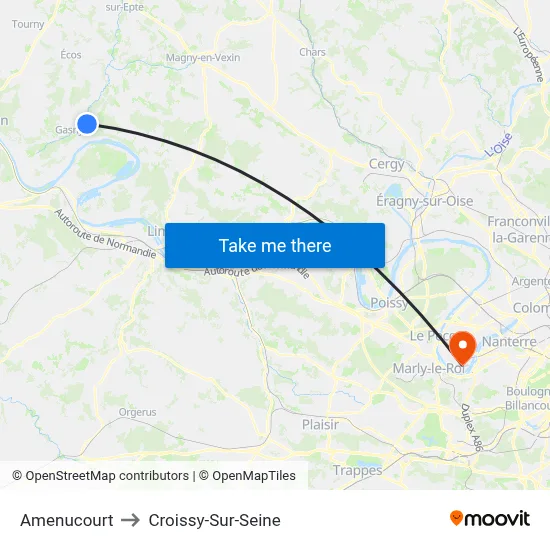 Amenucourt to Croissy-Sur-Seine map