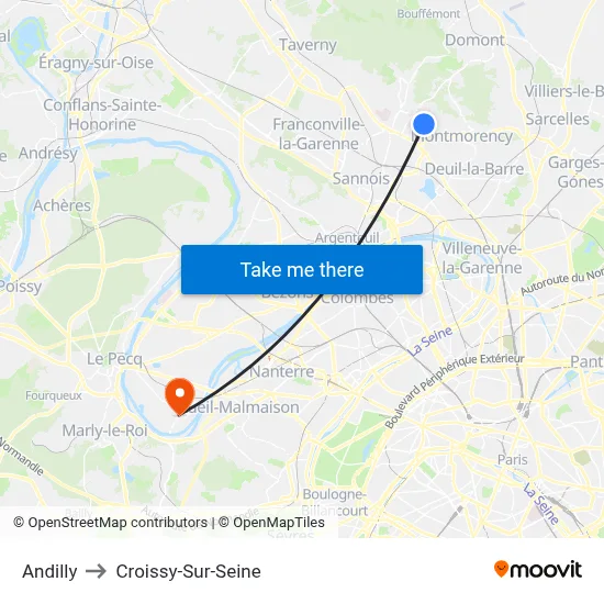Andilly to Croissy-Sur-Seine map