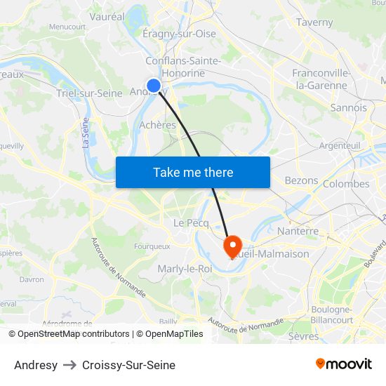 Andresy to Croissy-Sur-Seine map