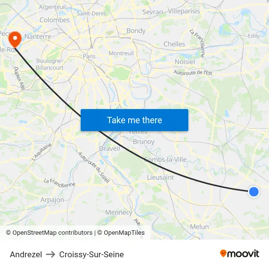 Andrezel to Croissy-Sur-Seine map