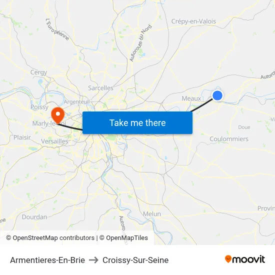 Armentieres-En-Brie to Croissy-Sur-Seine map