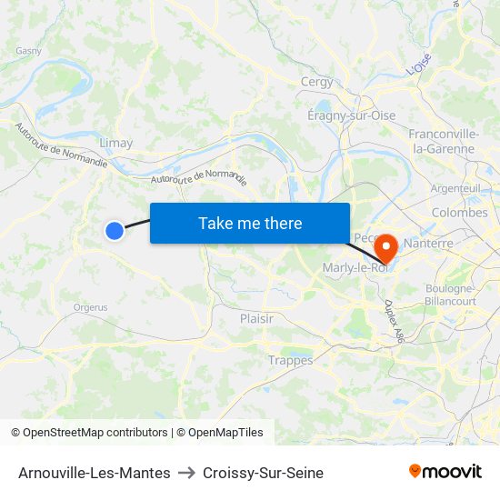 Arnouville-Les-Mantes to Croissy-Sur-Seine map