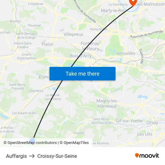 Auffargis to Croissy-Sur-Seine map