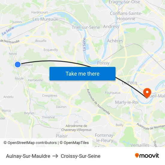 Aulnay-Sur-Mauldre to Croissy-Sur-Seine map