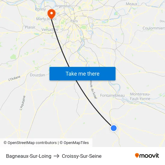Bagneaux-Sur-Loing to Croissy-Sur-Seine map