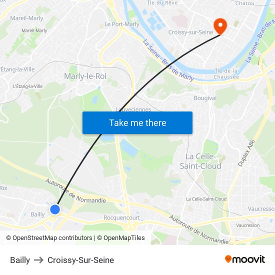 Bailly to Croissy-Sur-Seine map