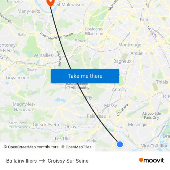 Ballainvilliers to Croissy-Sur-Seine map