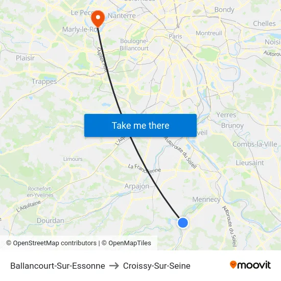 Ballancourt-Sur-Essonne to Croissy-Sur-Seine map