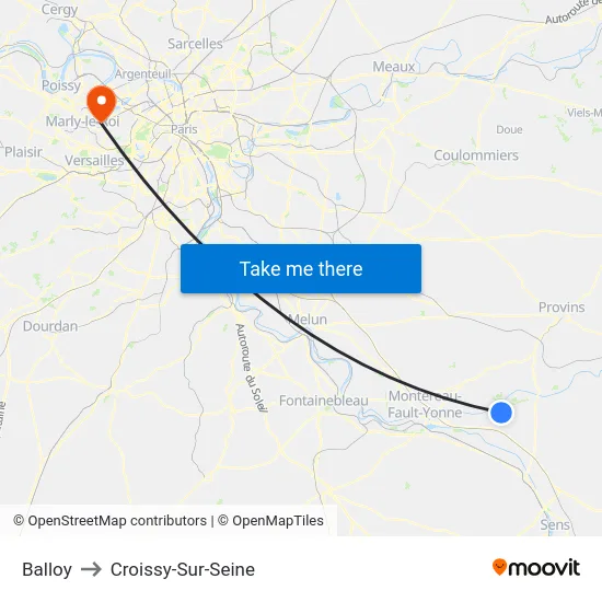 Balloy to Croissy-Sur-Seine map