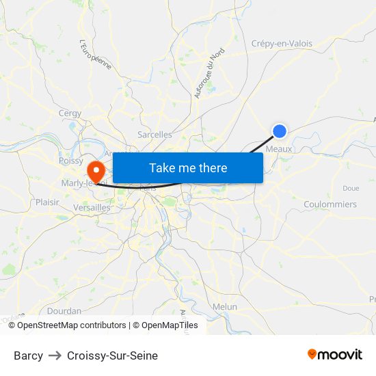 Barcy to Croissy-Sur-Seine map