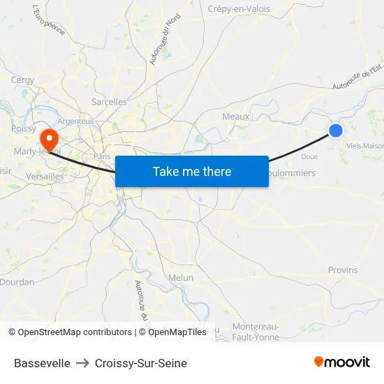 Bassevelle to Croissy-Sur-Seine map