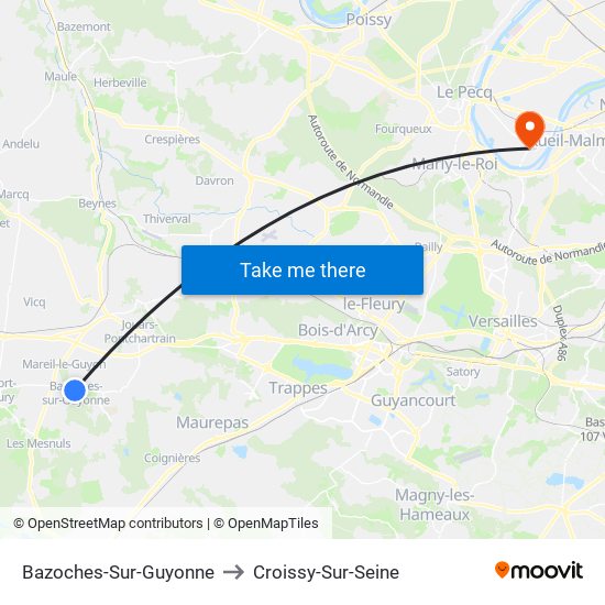 Bazoches-Sur-Guyonne to Croissy-Sur-Seine map