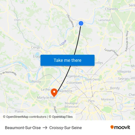 Beaumont-Sur-Oise to Croissy-Sur-Seine map