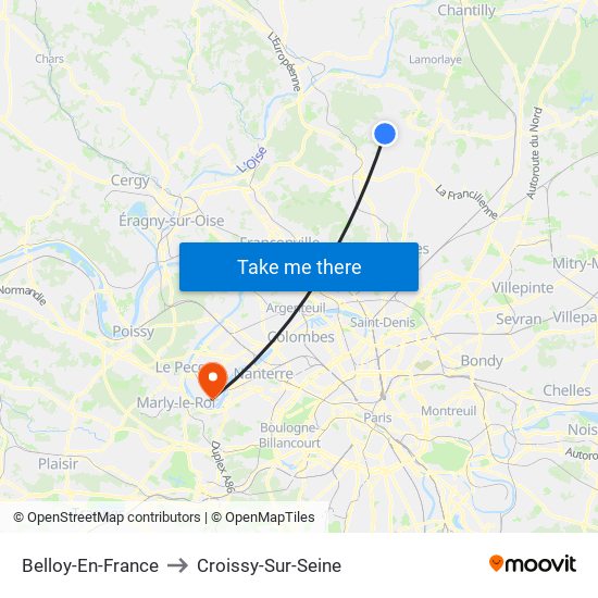 Belloy-En-France to Croissy-Sur-Seine map