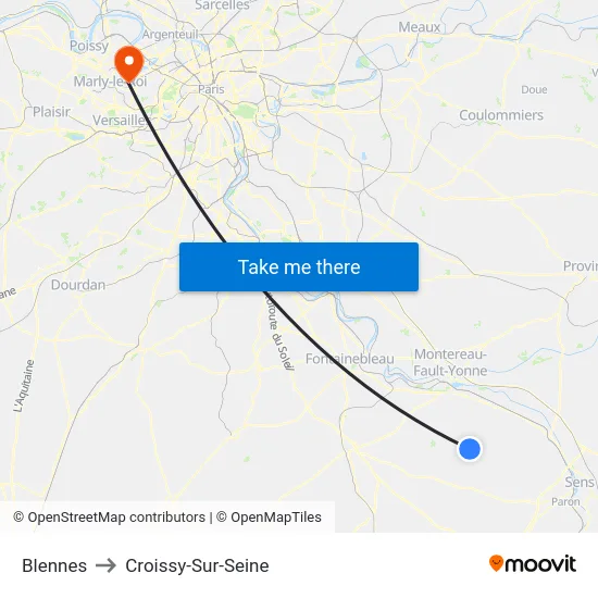 Blennes to Croissy-Sur-Seine map