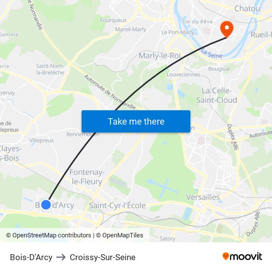 Bois-D'Arcy to Croissy-Sur-Seine map