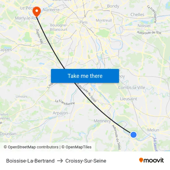 Boissise-La-Bertrand to Croissy-Sur-Seine map