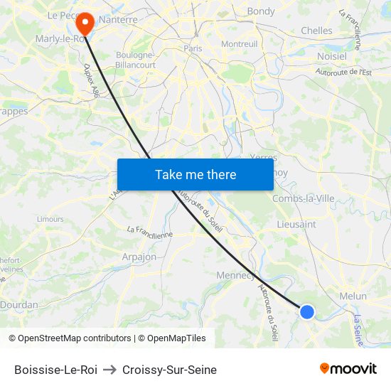 Boissise-Le-Roi to Croissy-Sur-Seine map