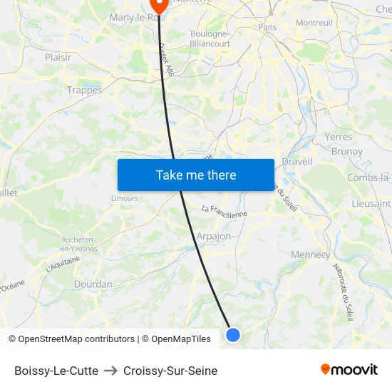 Boissy-Le-Cutte to Croissy-Sur-Seine map