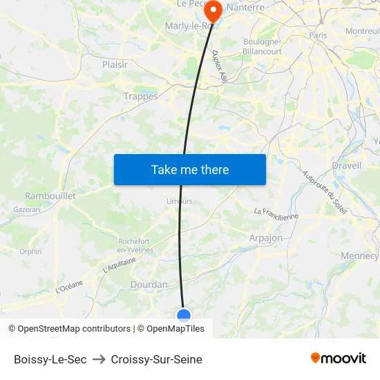 Boissy-Le-Sec to Croissy-Sur-Seine map