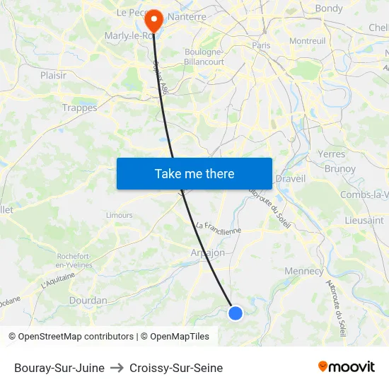 Bouray-Sur-Juine to Croissy-Sur-Seine map