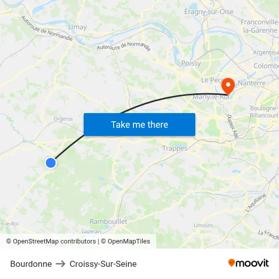 Bourdonne to Croissy-Sur-Seine map