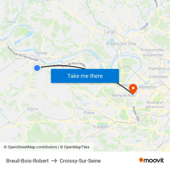 Breuil-Bois-Robert to Croissy-Sur-Seine map