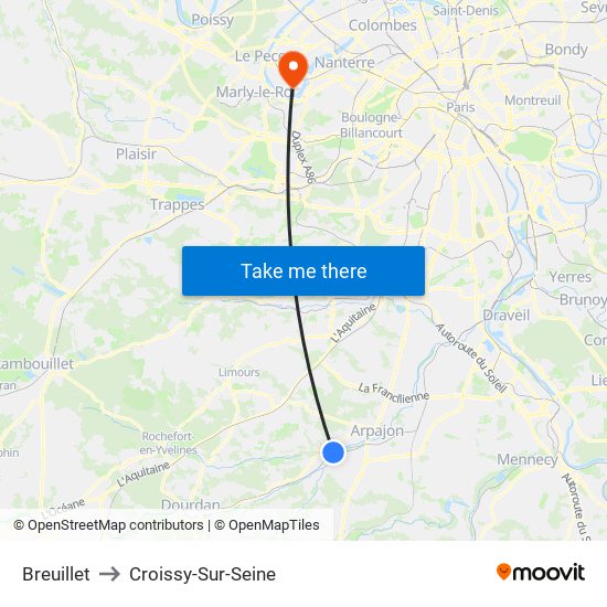 Breuillet to Croissy-Sur-Seine map