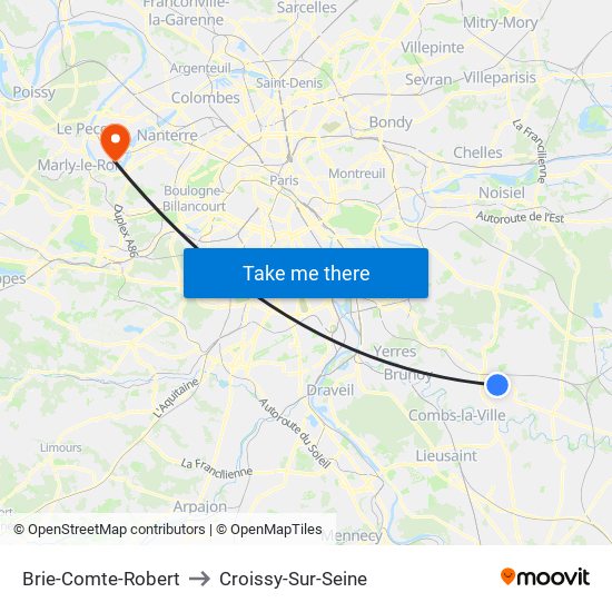 Brie-Comte-Robert to Croissy-Sur-Seine map