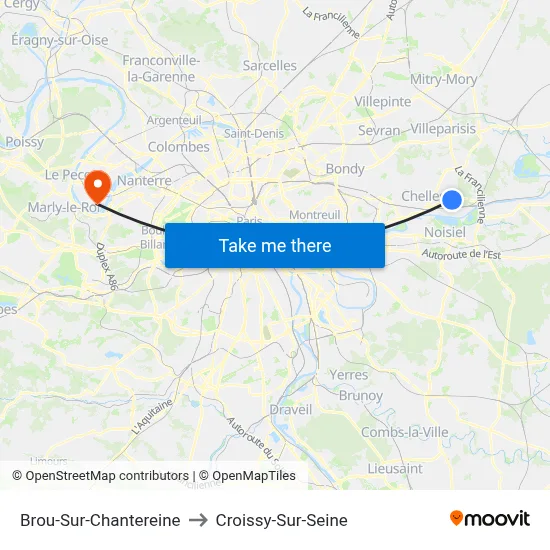 Brou-Sur-Chantereine to Croissy-Sur-Seine map
