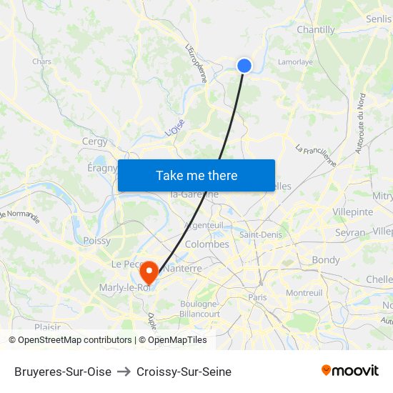 Bruyeres-Sur-Oise to Croissy-Sur-Seine map