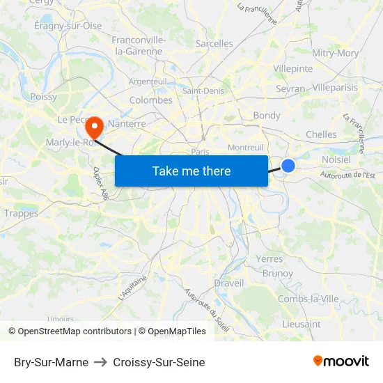 Bry-Sur-Marne to Croissy-Sur-Seine map