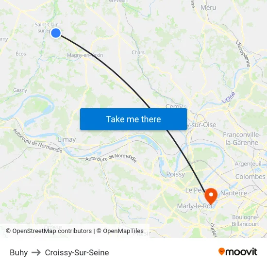 Buhy to Croissy-Sur-Seine map