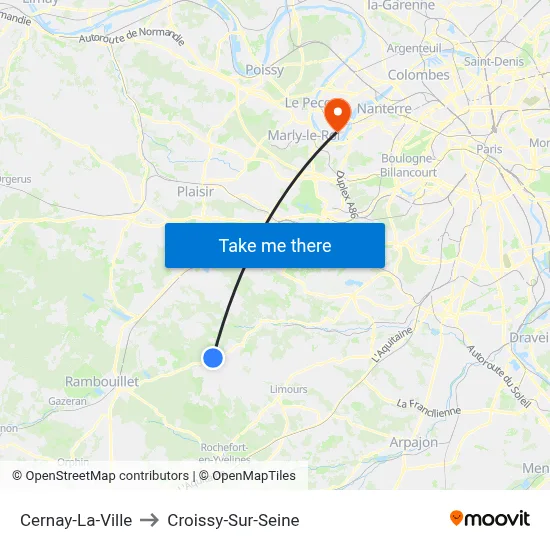 Cernay-La-Ville to Croissy-Sur-Seine map