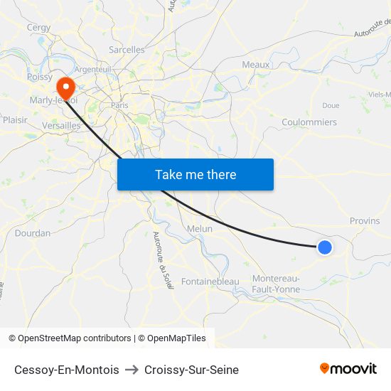 Cessoy-En-Montois to Croissy-Sur-Seine map