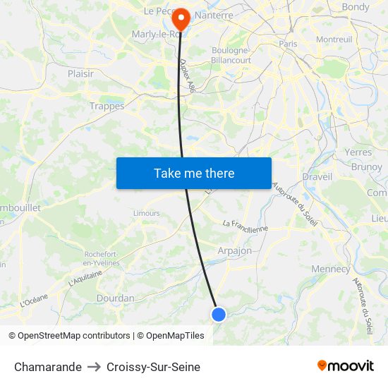 Chamarande to Croissy-Sur-Seine map