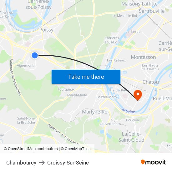 Chambourcy to Croissy-Sur-Seine map