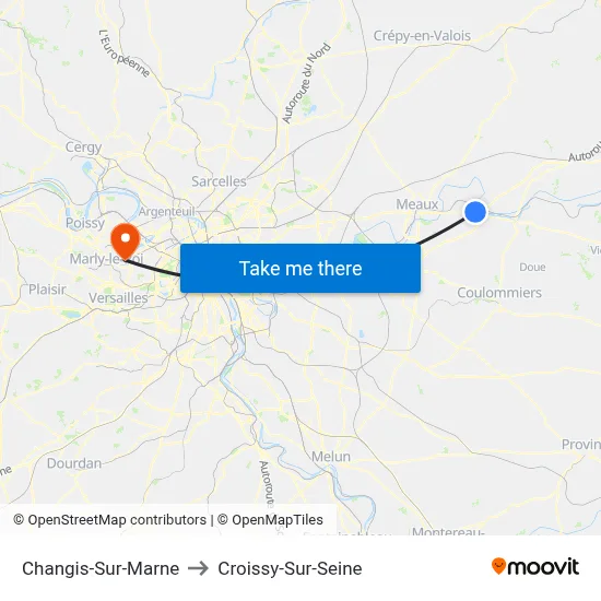 Changis-Sur-Marne to Croissy-Sur-Seine map