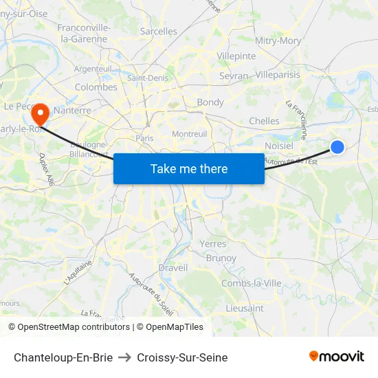 Chanteloup-En-Brie to Croissy-Sur-Seine map