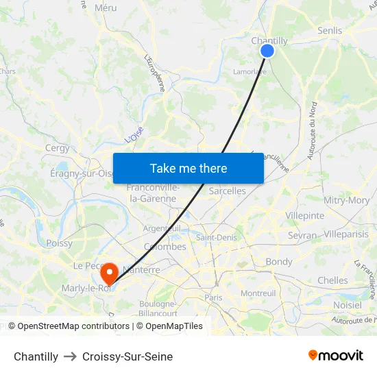Chantilly to Croissy-Sur-Seine map