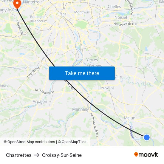 Chartrettes to Croissy-Sur-Seine map