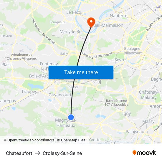 Chateaufort to Croissy-Sur-Seine map