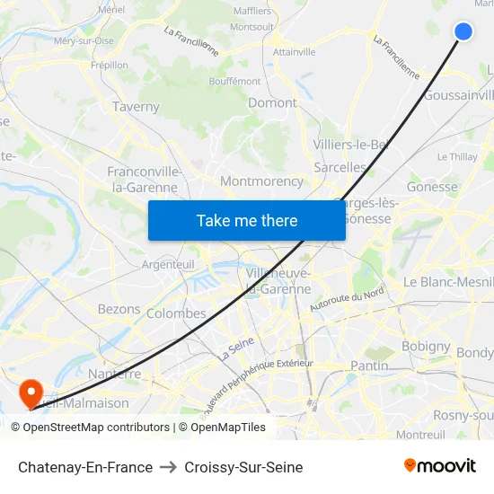 Chatenay-En-France to Croissy-Sur-Seine map