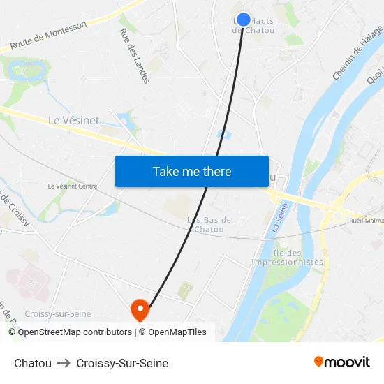 Chatou to Croissy-Sur-Seine map