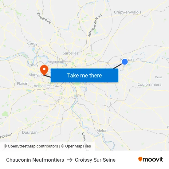 Chauconin-Neufmontiers to Croissy-Sur-Seine map