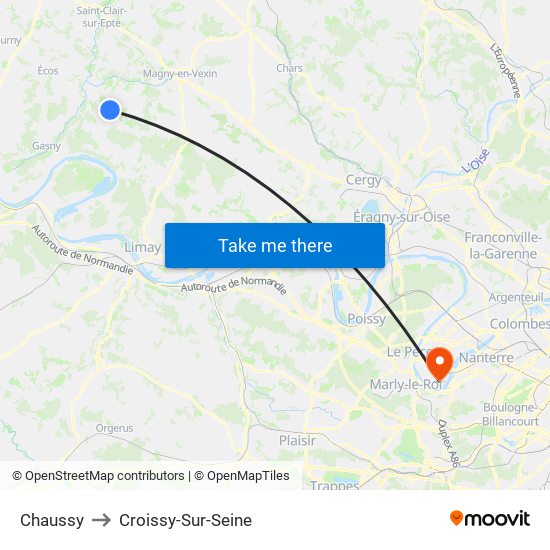 Chaussy to Croissy-Sur-Seine map