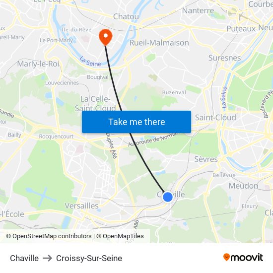 Chaville to Croissy-Sur-Seine map