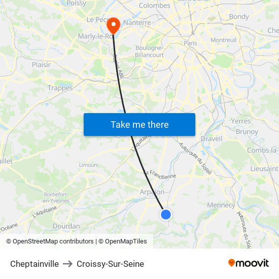Cheptainville to Croissy-Sur-Seine map